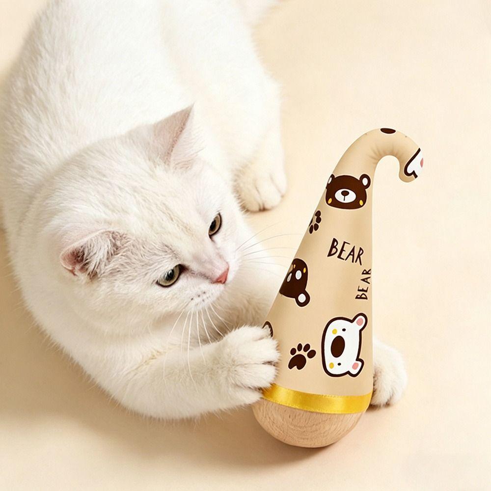 Интерактивная игрушка-неваляшка для кошек, Вращающаяся перьевая игрушка для кошек, чтобы развлекать себя