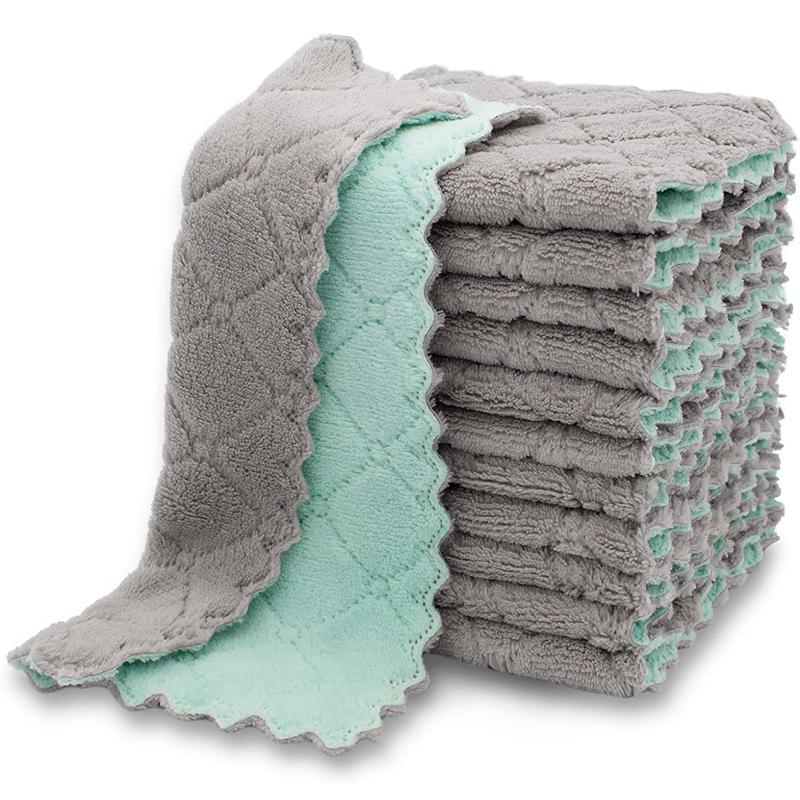 10/1 шт. Двусторонняя салфетка для уборки, впитывающее полотенце из микрофибры, для мебели, стекла, мытья посуды, салфетка для кухни, антипригарная тряпка для масла