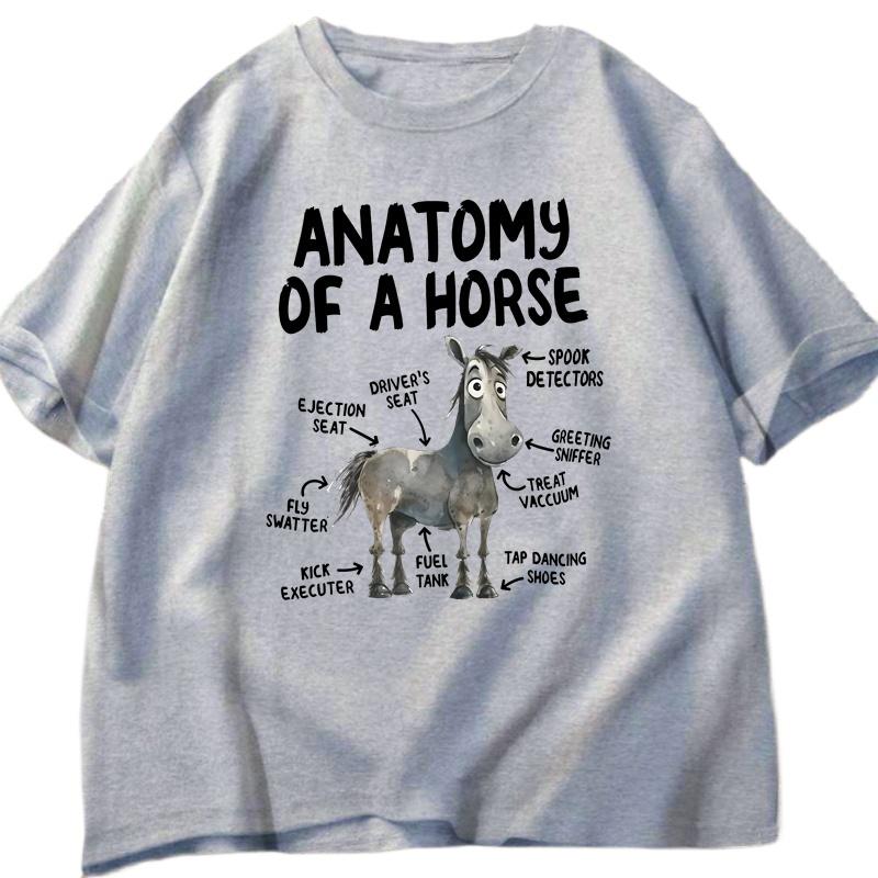 Anatomy Of A Horse Shirt Funny Horse Lover Shirt Unisex Unisex Graphic Streetwear Short Sleeve TShirt Harajuku Unisexs Clothing Summer