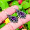 Sage Amethyst Gemstone Handmade 925 Sterling Silver Jewelry Earring 1.97" W4k07