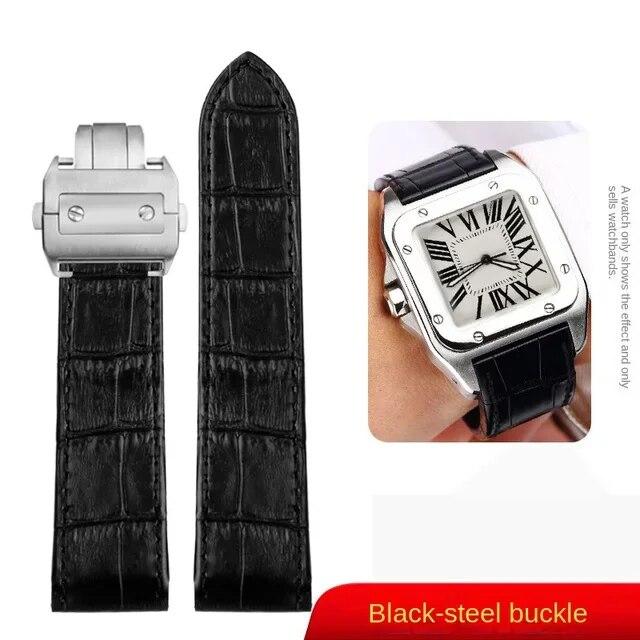 Ремешок для часов Cartier Santos 100, 20 мм, 23 мм, для мужчин и женщин, высококачественные кожаные ремни, складная пряжка, ремешок для часов из натуральной кожи