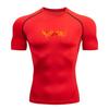 Men's Quick Dry Compression Workout T-Shirt, Spike Fire Flame Printed Athletic Top for Gym Running Training Sports Activewear