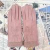 Suede Gloves Women'S Winter Velvet Warm And Cold-Proof Touch-Screen Cycling Driving Gloves