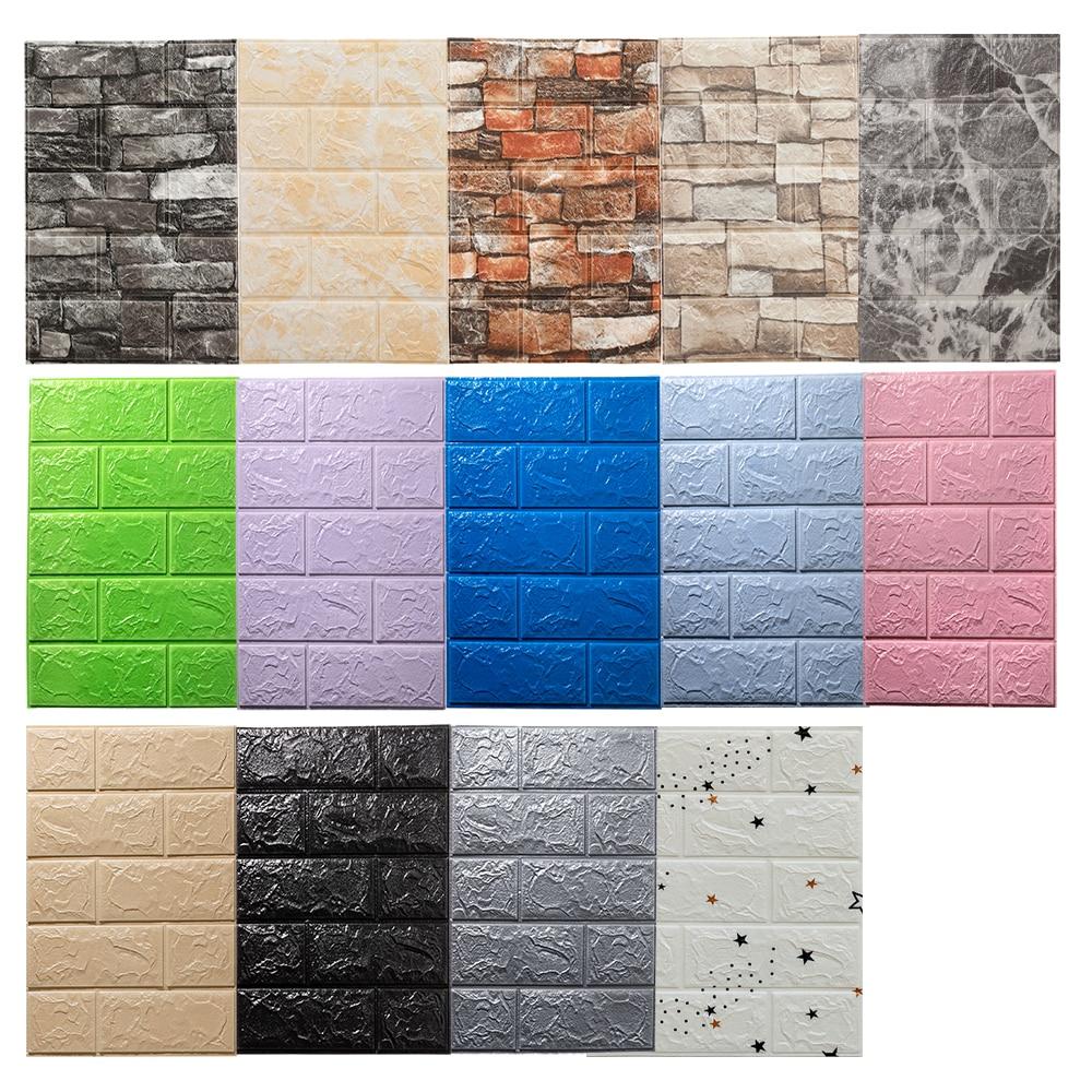 50pcs 3D Foam Wall Sticker Panels Brick Waterproof Adhesive Wallpaper Living Room Bedroom Home House Bathroom Decor