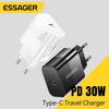 Essager Дорожное зарядное устройство Type C 30 Вт Портативное зарядное устройство USB C PD Быстрая зарядка для iPhone 16 15 14 13 Pro Max Xiaomi Galaxy S24 Ultra