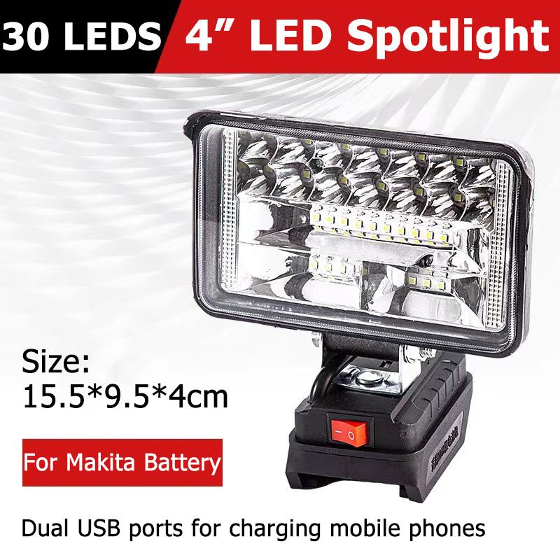 LED Light Portable Cordless Spotlights 18V Battery Outdoors Spotlight Work Fishing Handheld 4In No Flashlight Home Bedroom