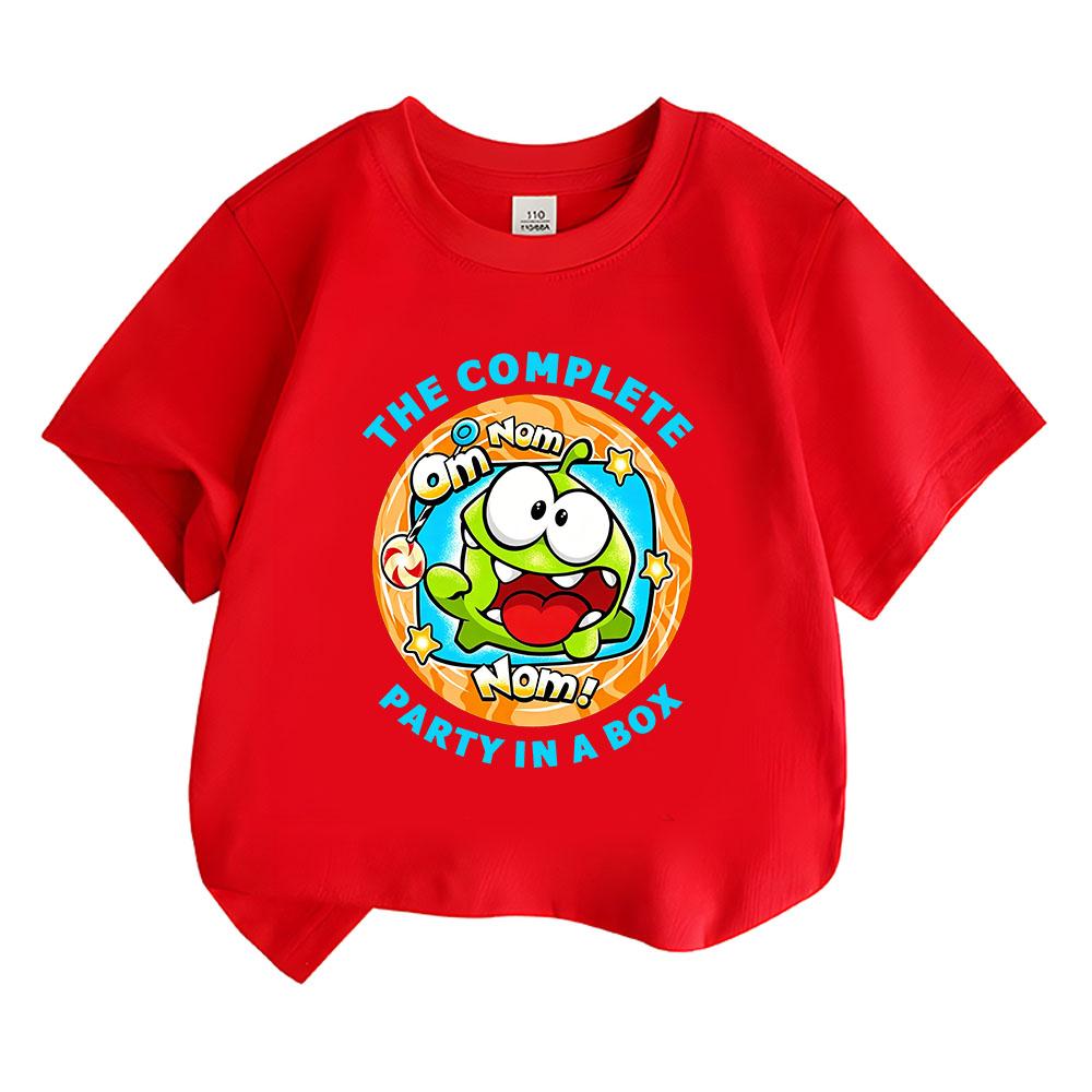 Горячая игра The Rope Om Nom Лягушка Детская Мультяшная Футболка Хлопок Детская Футболка Милые Мальчики Девочки Топы Круглый Вырез Короткий Рукав Летняя Малыш