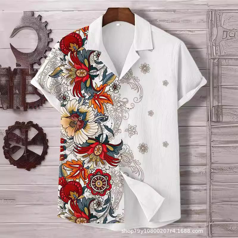 European and American 1D digital printing loose trend short-sleeved lapel cardigan, shirt wholesale