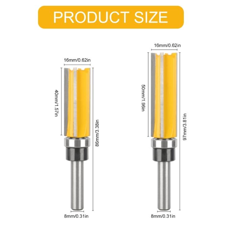 2 шт. Фреза с подшипником, хвостовик 8 мм, 4 зуба, фреза по дереву, подходит для гладкой точной резки в столярном деле