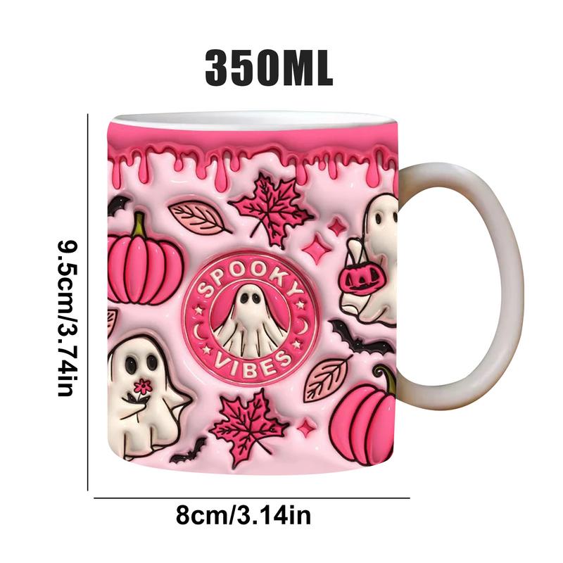 Spooky Ghost Pumpkin Coffee Mug Halloween Goth Occult Witch Ceramic Tea Milk Mug Outdoor Work Camping Cups And Mugs