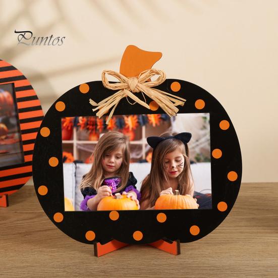 Хэллоуин деревянные фоторамки тыква клетчатый держатель для фотографий настольное украшение для дома ферма гостиная внутренний декор для вечеринки