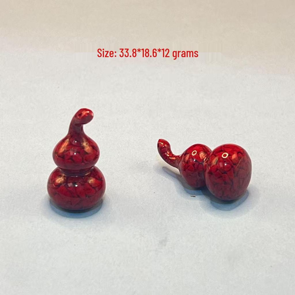 Original Gold-Plated Cinnabar Turtle Shell Fu Plaque and Gourd Pouch Accessories