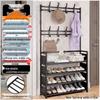Multi-layer Dustproof Shoe & Hat Rack with Integrated Coat Rack for Indoor Use