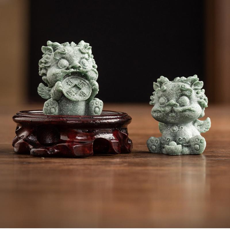 Green Sandstone Lion Beast Tea Pet Yixing Can Be Used To Raise Tea and Play with Ornaments Cute Tea Set Accessories Holiday Gift