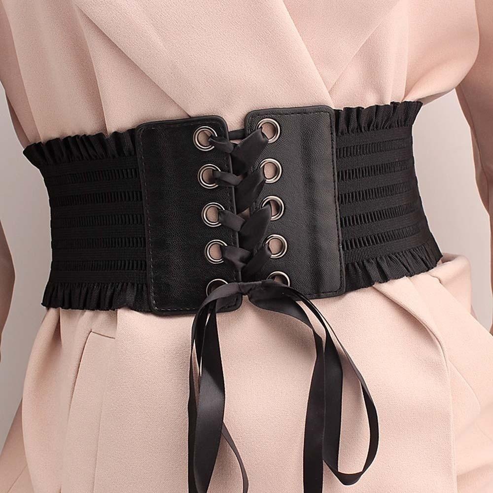 Polyester Elastic Pleated Cummerbunds Strap Rope Elastic High Wide Belt Wide Corset Waistband  Gift