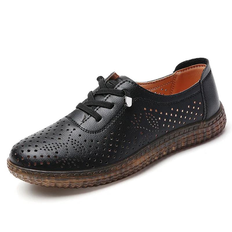 2025 Hollow Flat Mother Shoes Women Casual Shoes Simple White Wear-resistant Women Sneakers