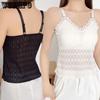 Женский топ без рукавов, кружевной жилет на бретельках с подкладкой на груди, белый антибликовый укороченный топ, кружевной сексуальный черный топ на бретелях больших размеров
