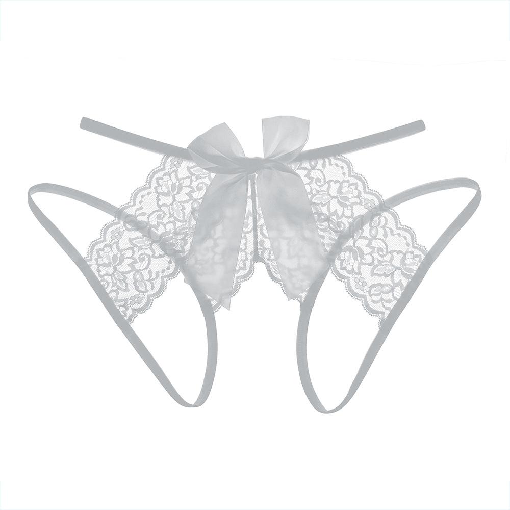 1Pcs Women Plus Size Sexy Panties Elastic Lace G-String Transparent Crotchless Lingerie Erotic Open Crotch Thongs