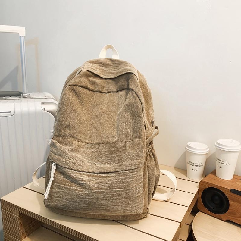 Школьный женский рюкзак в стиле ретро, ​​холст, большая вместимость, студенческий рюкзак