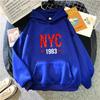 Толстовки с принтом NYC 1983 Новые Осень Зима Повседневные Толстые Мужские Топы Повседневные Свитшоты с Длинным Рукавом Одежда для Активного Отдыха