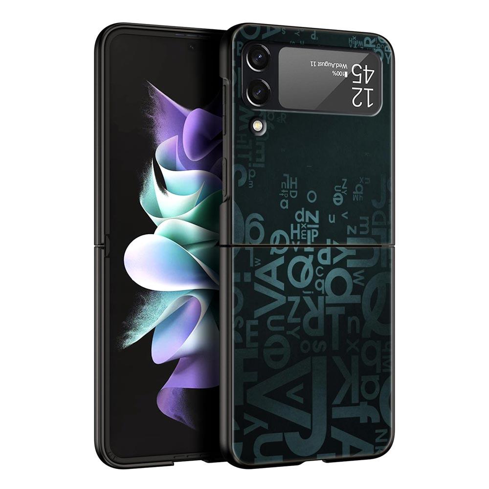Number Pattern Hard PC Phone Case For Samsung Galaxy Z Flip 7 6 5 4 Black Cover For Galaxy Z Flip 3 Foldable Fundas Shell Capas