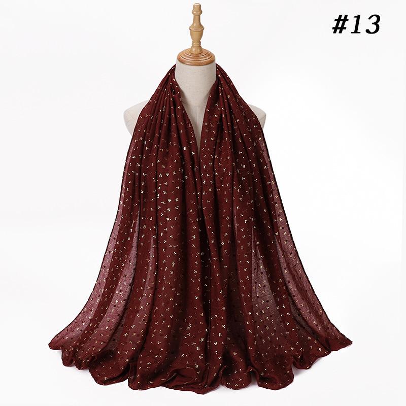 Glitter Cotton Linen Scarf Women Hijab Plain Soft Turban Shawl Bronzing Women Printed Floral Hijab Shawls Bandana African Scarf