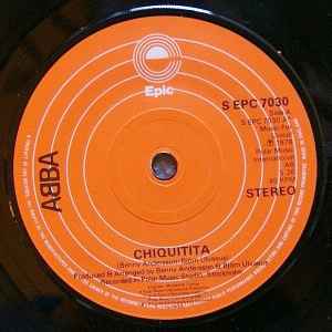 7-дюймовая пластинка ABBA Chiquitita SEPC7030 Epic 1979 UK Поп Б/у