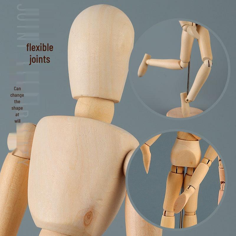 12" Flexible Wooden Mannequin for Art Drawing - Movable Jointed Hand Puppet Model