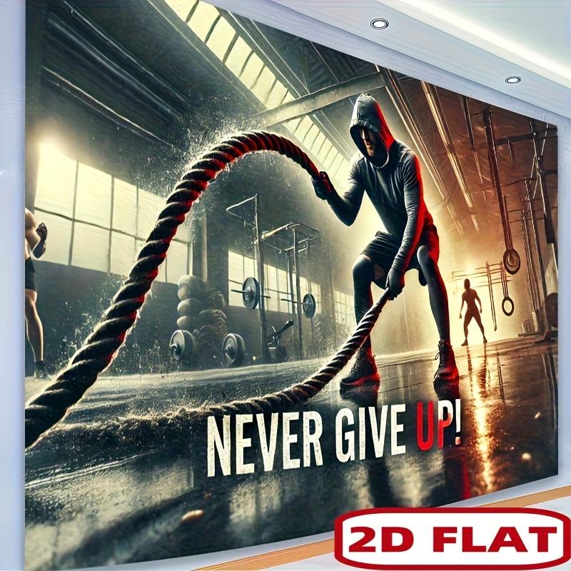 VIKAMA Fitness Banner Never Give Up Wall Art Perfect for gyms holiday celebrations and home office motivation