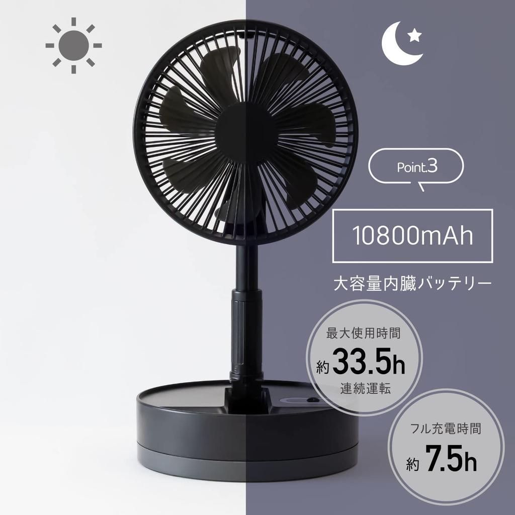 Rechargeable DC Motor Folding Fan with 7 10800mAh Remote Control Included [MRG] Blades, Power,