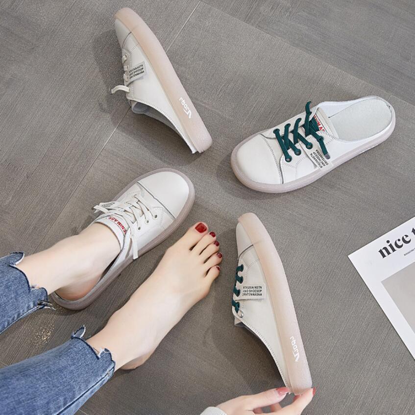 Обувь Job Off White Лето 2024 Мюли Шлепанцы Кожаные женские тапочки и сандалии для девочек Низкий каблук Круглый носок Повседневная обувь Y