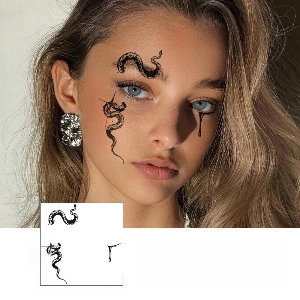 Sweatproof Halloween Tattoo Sticker Waterproof Zombie Cosplay Props Ghost Festival