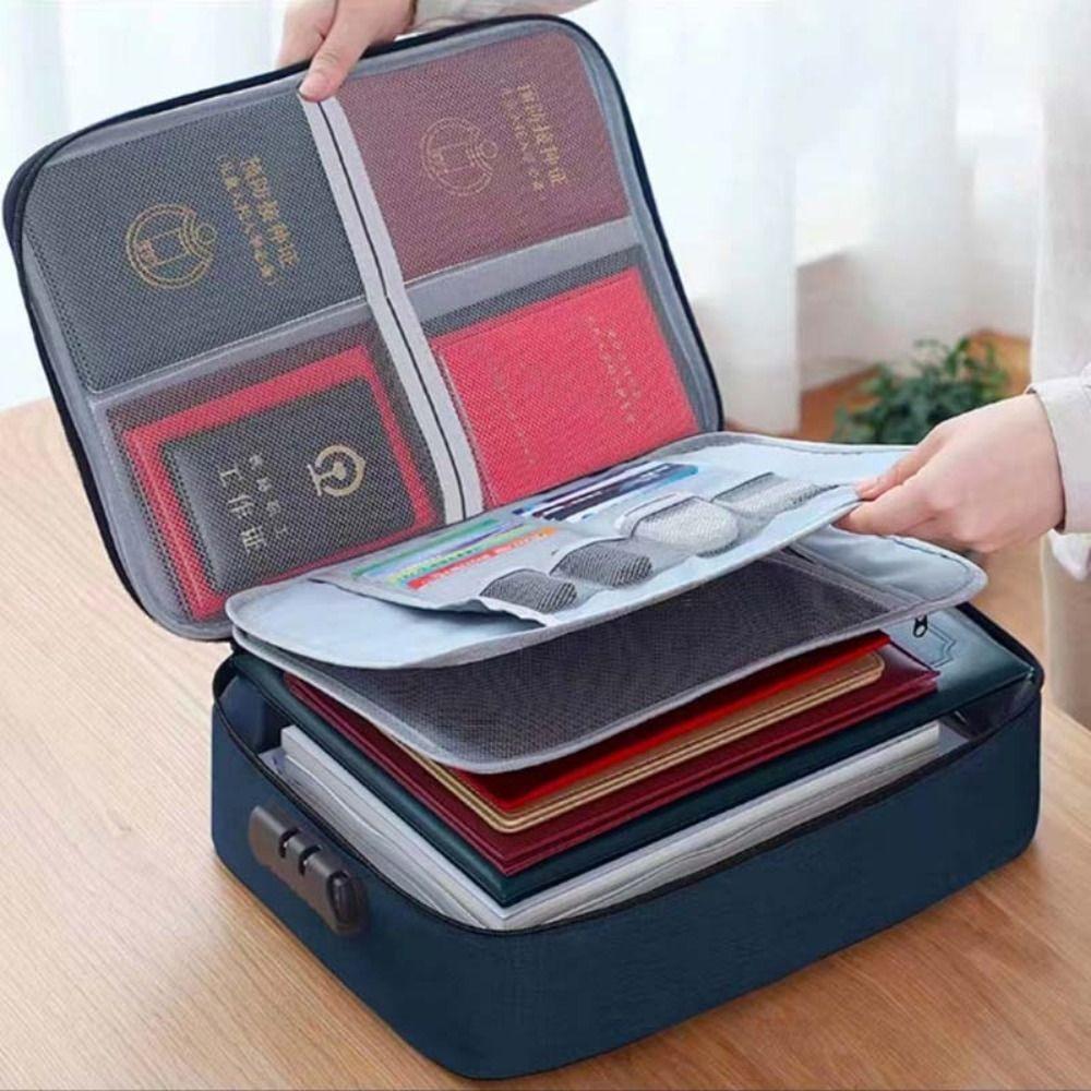 Large Capacity Multi-layer Family Document Bag with Password Travel Storage Case  Passport