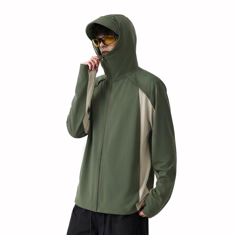 Fingercroxx IT Men's Color-block Hooded Sun Protection Jacket