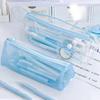 Simplicity Creative Design Pencil Case Fashion Solid Color Transparent Stationery Organizer Large Capacity Portable Pencil Pouch