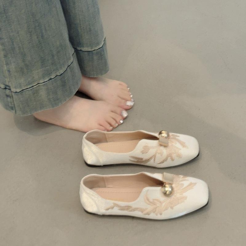 Ретро весна новые женские туфли на низком каблуке универсальные квадратный носок туфли без каблука женские мокасины плоская подошва