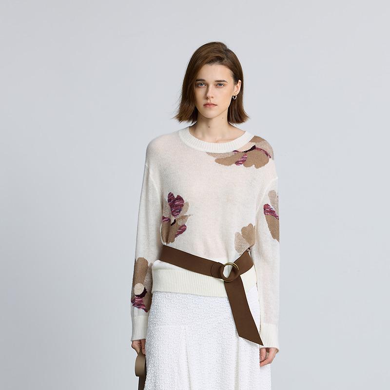 LILY contrasting jacquard pullover knitted sweater for women