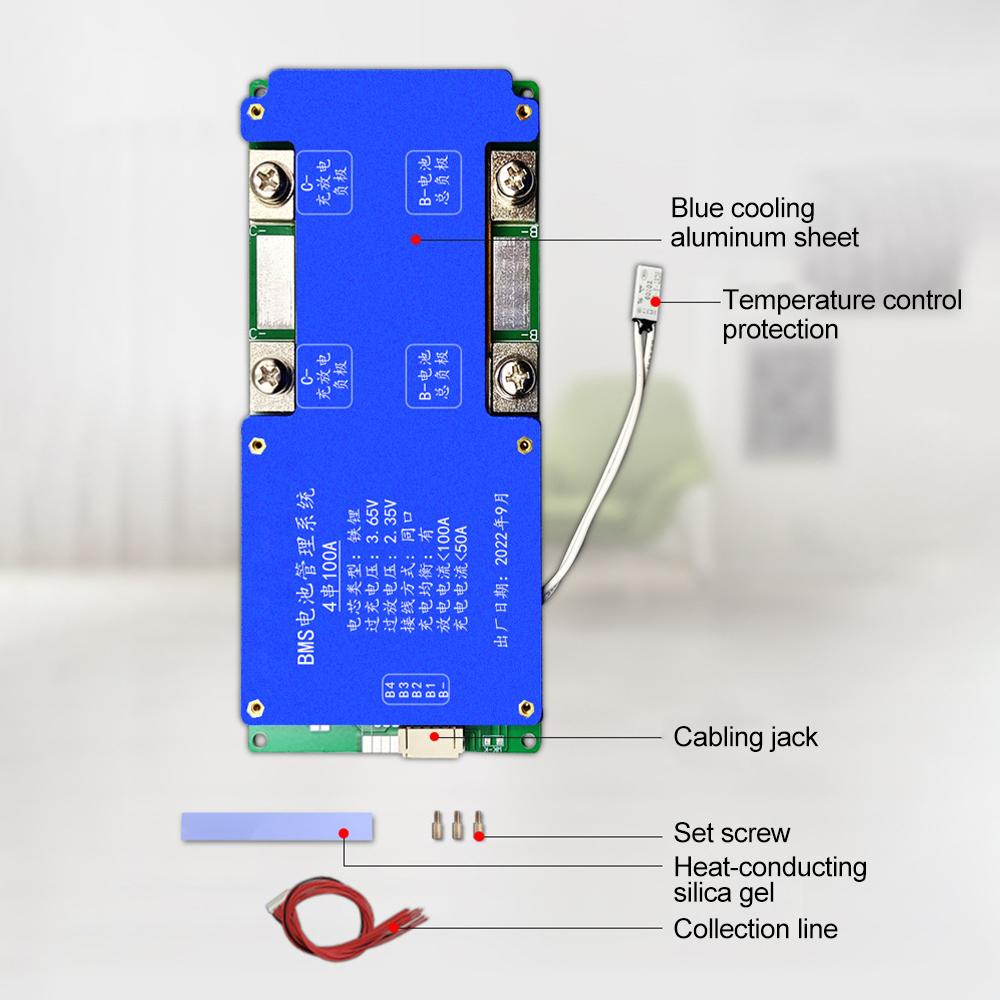 BMS 8S 100A 24V LiFePO4 Battery Protection Board BMS Iron Phosphate LFP Board Charging Controller with Balancing Function