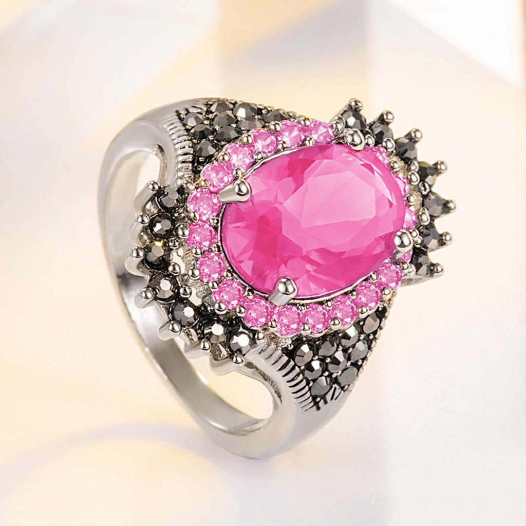 Серебряное ювелирное украшение Wish, ретро-кольцо с тайским драгоценным камнем: Преувеличенный дизайн Black Mine Red Pomegranate