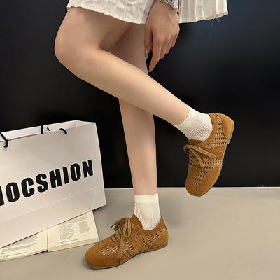 Летняя плетеная обувь Dexun ins тренд 2025 новая ретро расслабление ручная работа плоская повседневная спортивная обувь женская обувь