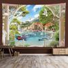 Window Sill Garden Beach View Large Tapestry Wall Hanging Bohemian Hippie Tapestry Room Aesthetic Living Room Home Decoration