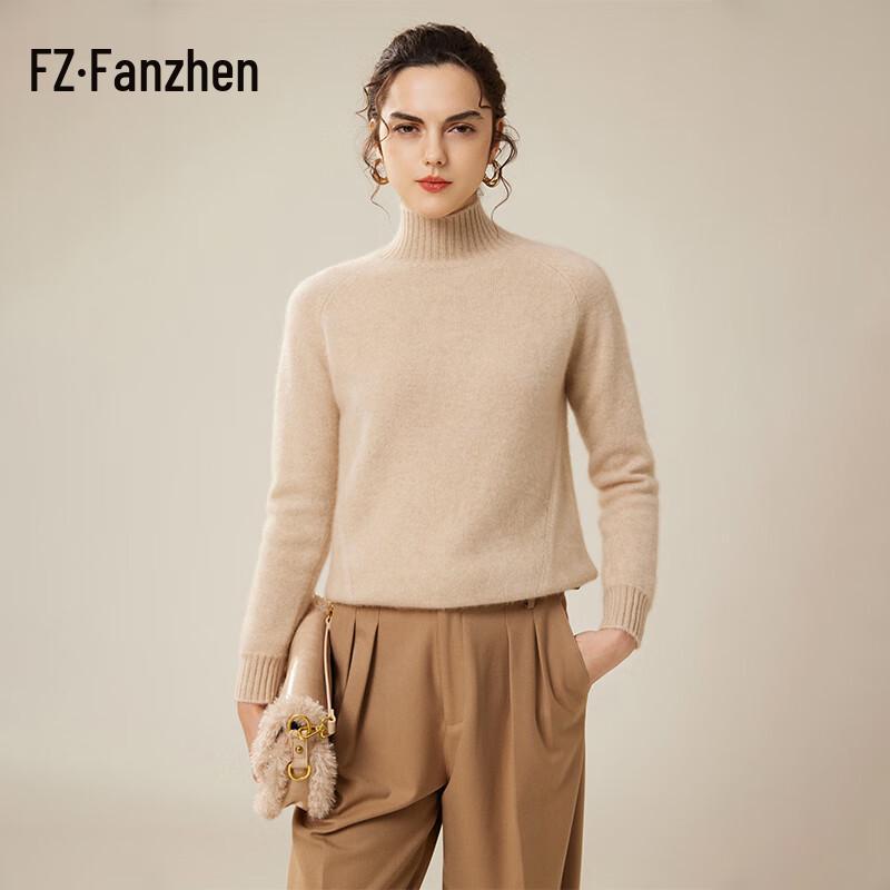 Fanzhen Women's High-Neck 100% Cashmere Sweater