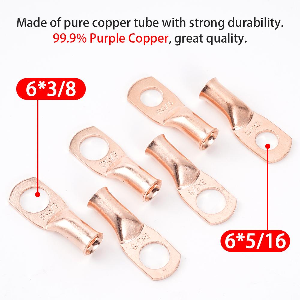 Провод ПВХ 6AWG из чистой меди красный черный 2м Толстые медные клеммы 5/16 3/8 6шт Термоусадочная трубка Кабель питания аккумулятора сварочный кабель