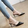 Woman High-heeled Shoes Patent Leather Pointed Toe Rivet Decoration Sexy Office Lady Fashion High Heel Sandals