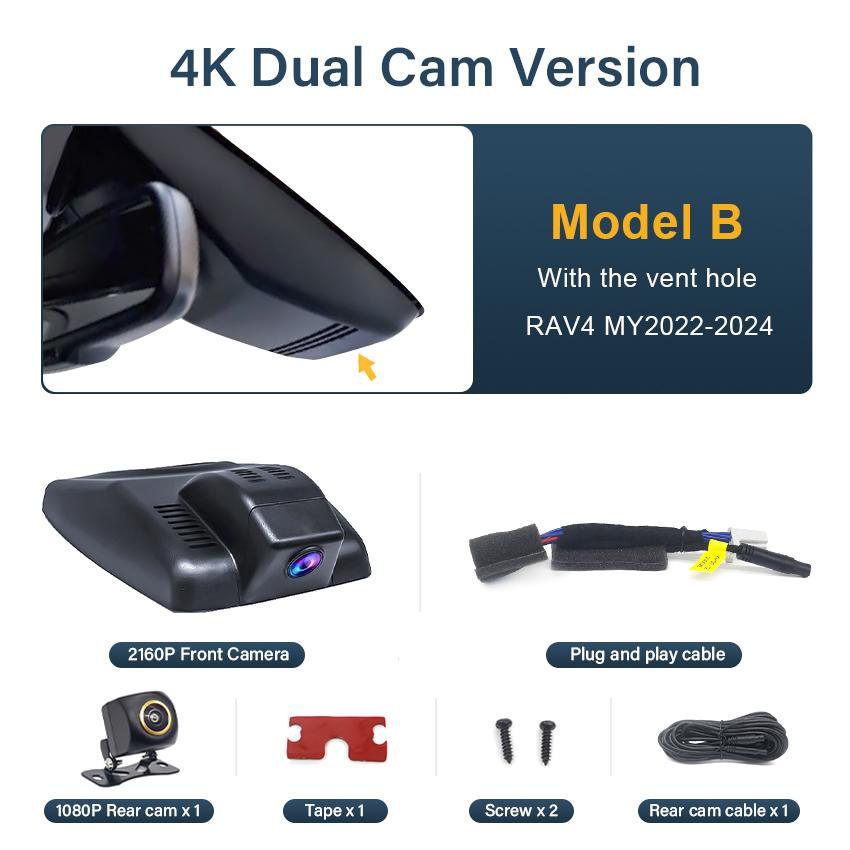 Для Toyota Rav4 XA50 XA40 XU80 4K HD Dash Cam для автомобильной камеры видеорегистратора Dashcam WIFI Car Dvr записывающие устройства аксессуары