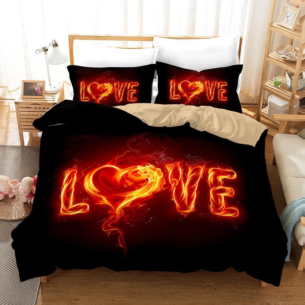 Love Heart Duvet Cover Set King Size Valentines Bedding Set Pink Love Heart Pattern Soft Microfiber fabric For Girls Women Quilt
