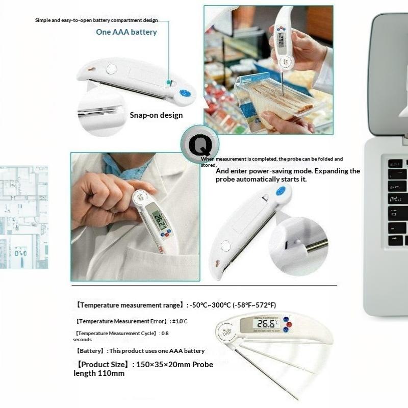 Foldable Digital Food Thermometer Instant Read Backlit Screen for Home Kitchen Baking Roasting Grilling Meat Turkey BBQ