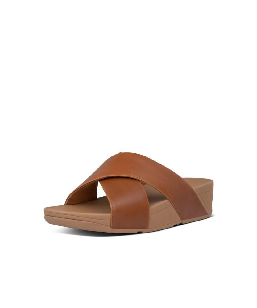 Fitflop [Fitflop][Официальный магазин Samsung C&T] Женские кожаные сандалии-шлепанцы Lulu Cross Slide Светло-загар (Ft64K2D16A)