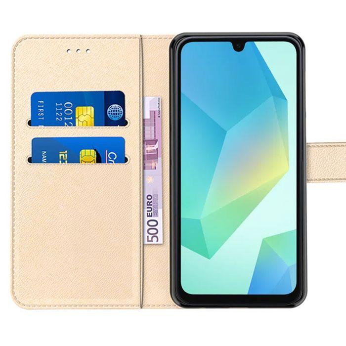 Coque - BOOLING - pour Samsung Galaxy A16 5G/4G - Protection Rabat Cuir Synthétique Antichoc Doré