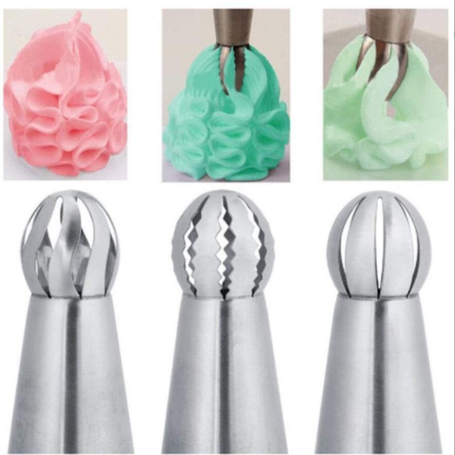 3Pcs Russian Flower Icing Piping Nozzles Tips Cake Decoration Pastry Cupcake Baking Tools